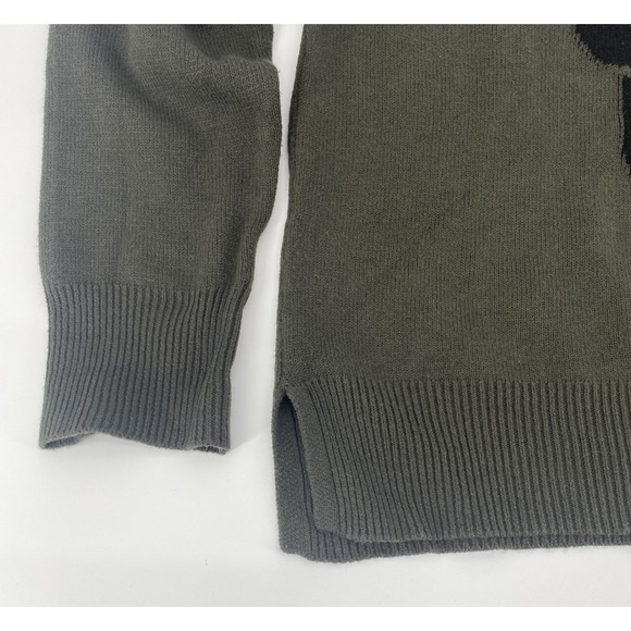 SWEET ROMEO  Skull Graphic Pullover Sweater Long Sleeve Military Green Womens LG - Picture 7 of 8